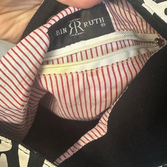 Robin Ruth HOLLYWOOD Crossbody Tote Bag Black White Large - Picture 4 of 5